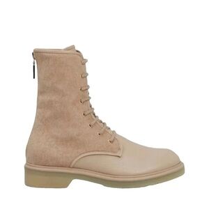 Cashmere Leather Combat Boots